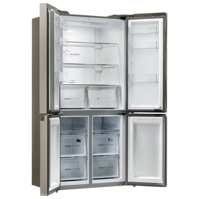 Haier HCR5919ENMM Frigorifero Americano Side by Side 643 Litri Classe E No Frost colore New Platinum Inox Cube 90 Serie 5