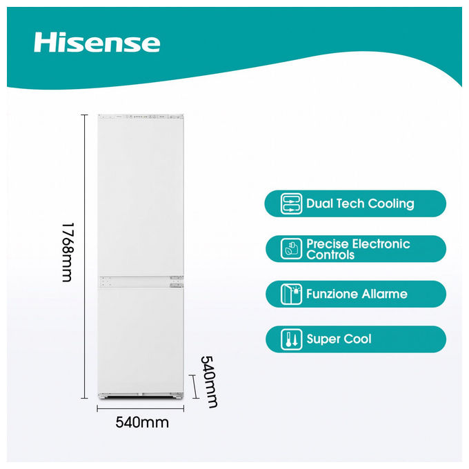 Hisense RIB312F4AWE Frigorifero Congelatore da Incasso 246L Classe E Bianco