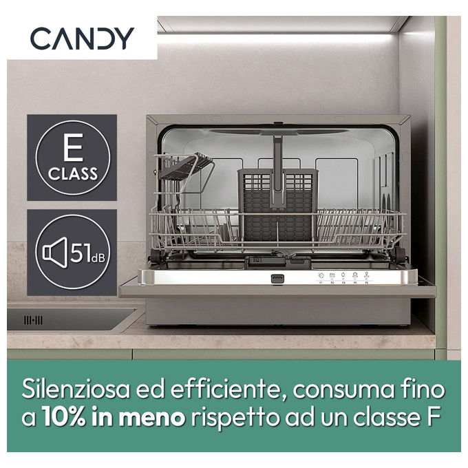 Candy RapidÓ CP 6E51LS Lavastoviglie Libera installazione 6 coperti Classe E Silver