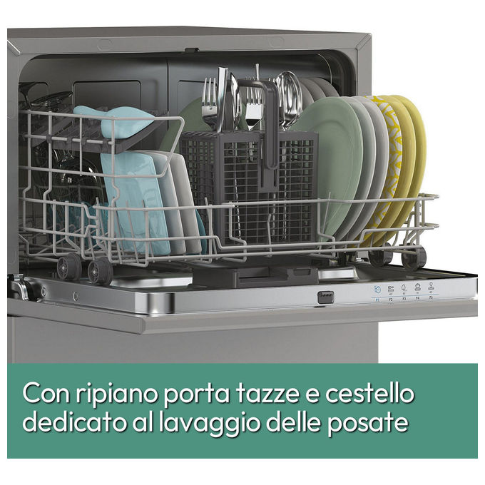 Candy RapidÓ CP 6E51LS Lavastoviglie Libera installazione 6 coperti Classe E Silver