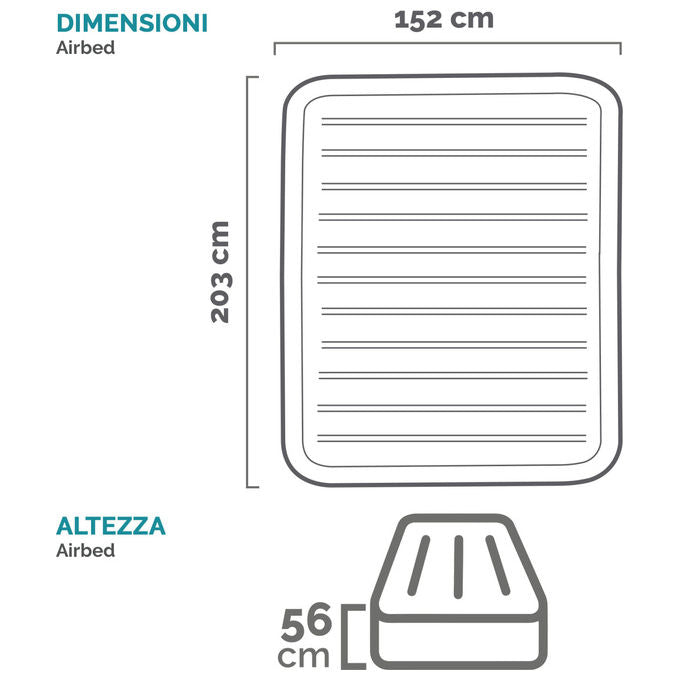 Intex Materasso Dura-Beam Comfort Plush Matrimoniale 152x203x56 Grigio per Piscine e Campeggio