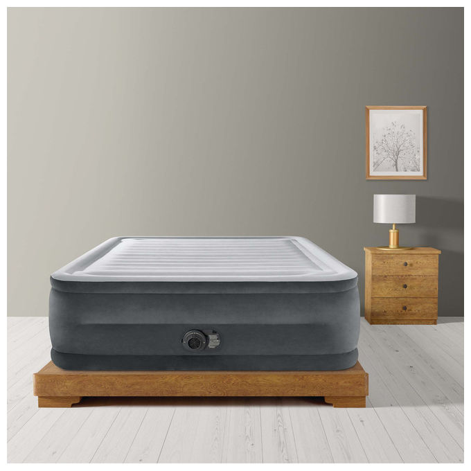 Intex Materasso Dura-Beam Comfort Plush Matrimoniale 152x203x56 Grigio per Piscine e Campeggio