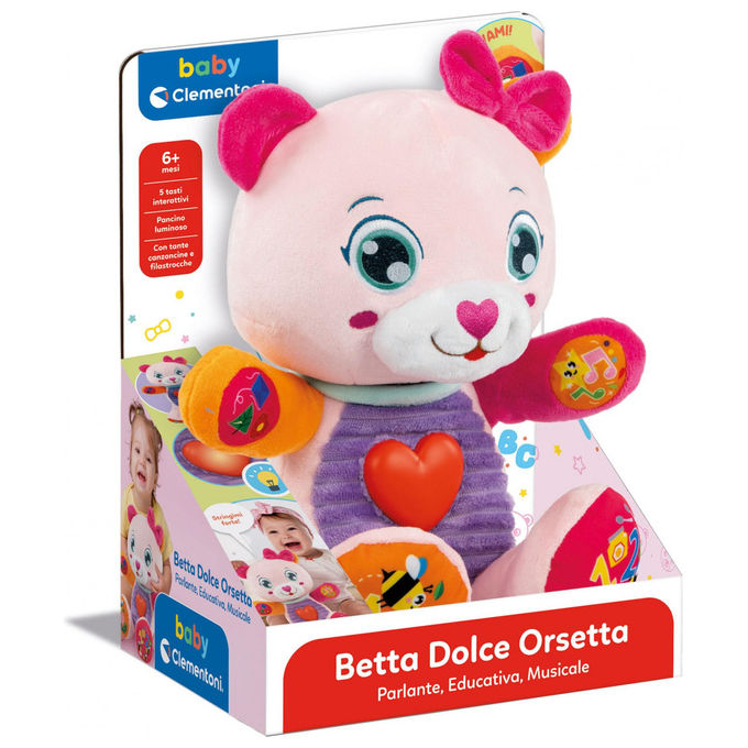 Clementoni Betta Dolce Orsetta Peluche Interattivo Parlante Educativo 30cm per Neonati