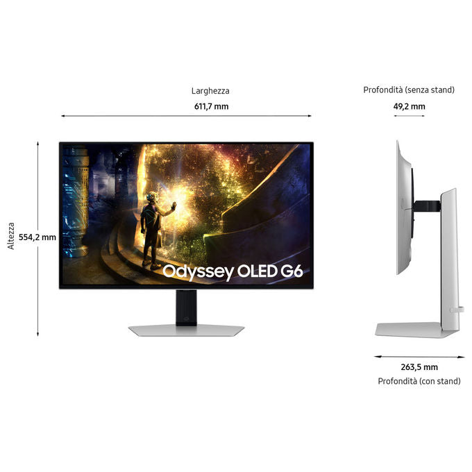 Samsung Odyssey OLED G6 Monitor Gaming 27'' QHD 240Hz 0,03ms HDR10+ G-SYNC FreeSync
