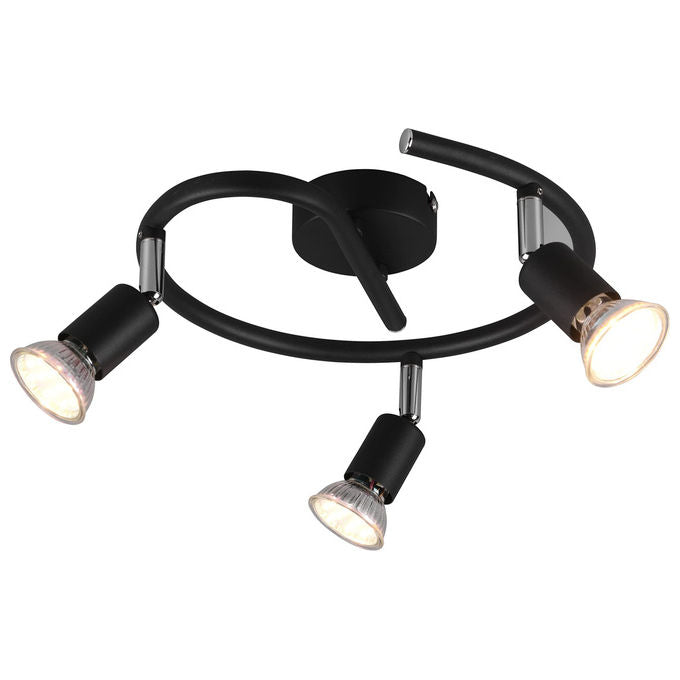 Faretto RL LIVE YOUR LIGHT Paris R80913932 Nero Opaco 3 Luci GU10 28cm Diametro