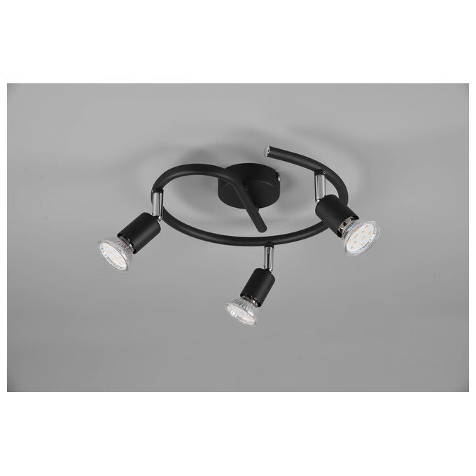 Faretto RL LIVE YOUR LIGHT Paris R80913932 Nero Opaco 3 Luci GU10 28cm Diametro