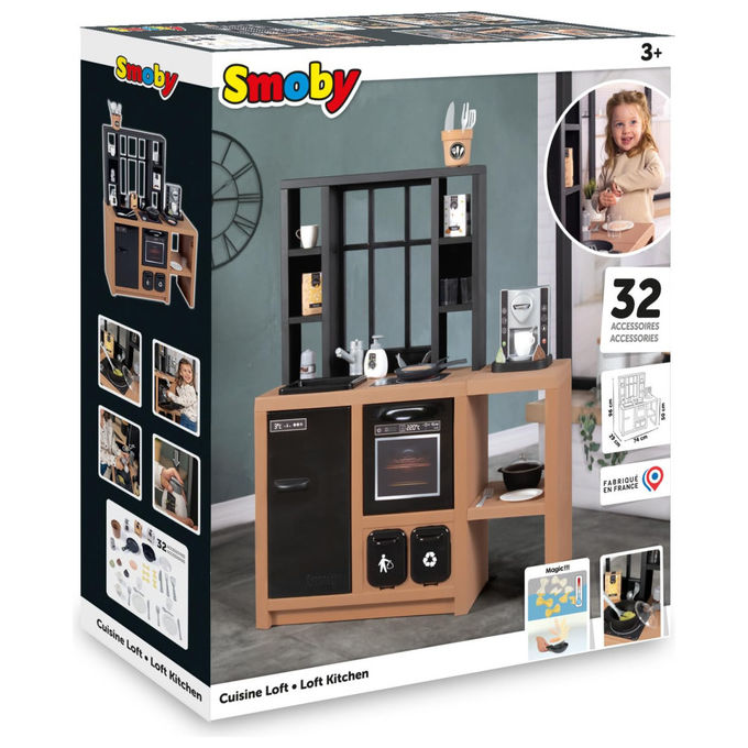 Smoby Cucina Loft Giocattolo Stile Industriale 50 cm +3 Anni 7600312600