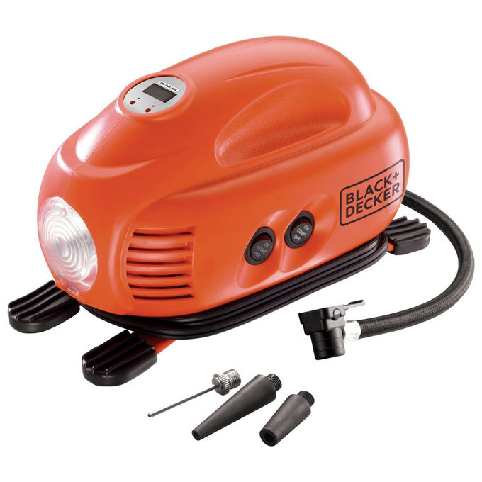 Black+Decker Compressore ASI200-XJ Compatto e Portatile con Potenza di 120PSI e Funzionamento a 12 Volt