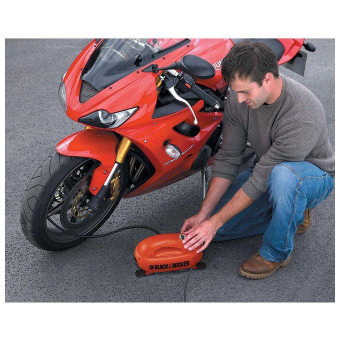 Black+Decker Compressore ASI200-XJ Compatto e Portatile con Potenza di 120PSI e Funzionamento a 12 Volt