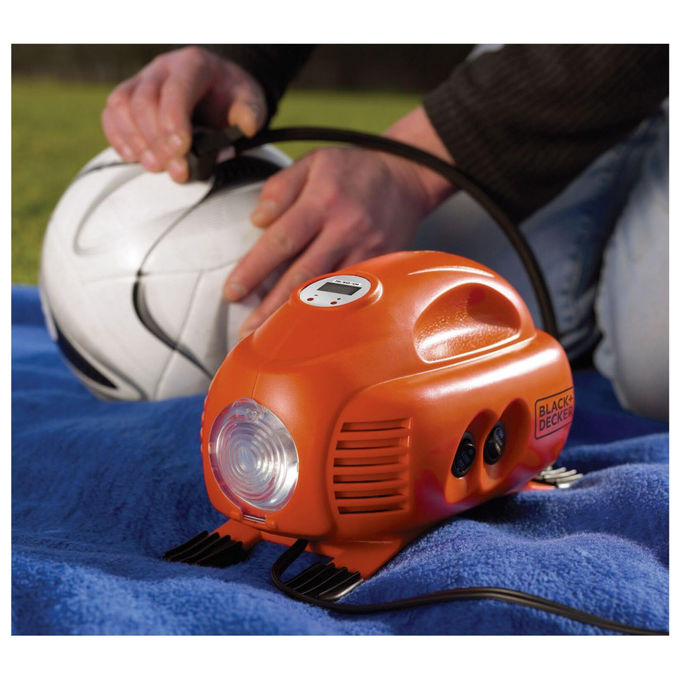 Black+Decker Compressore ASI200-XJ Compatto e Portatile con Potenza di 120PSI e Funzionamento a 12 Volt