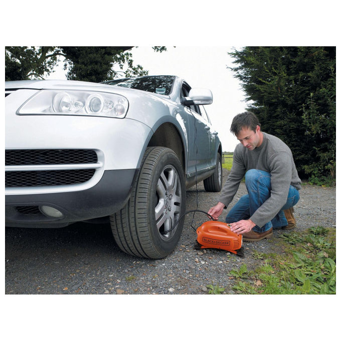 Black+Decker Compressore ASI200-XJ Compatto e Portatile con Potenza di 120PSI e Funzionamento a 12 Volt
