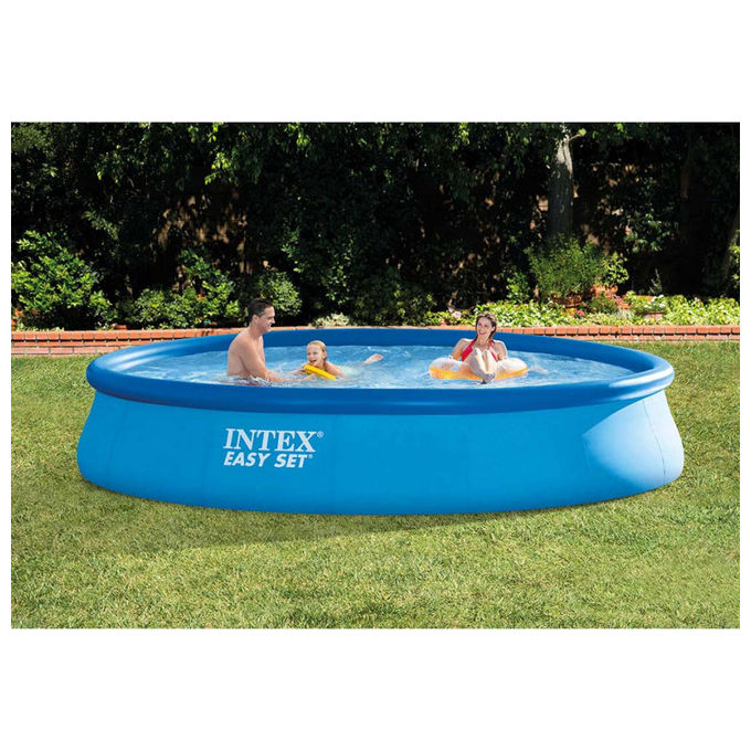 Intex Piscina Fuori Terra Easy Set 457x84 cm Rotonda Azzurra PVC Triplo Strato