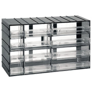 Artplast ZA1629 Serie 615 Cassettiera Modulare 12 Cassetti Trasparenti 3 Misure Assemblabile colore Nero