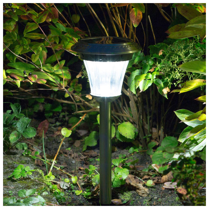 Duracell Lampada LED Esterno GL013NDU Nero Acciaio e Vetro Solare con Sensore