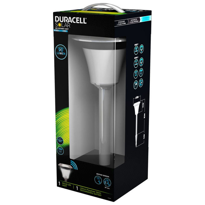 Duracell Lampada LED Esterno GL013NDU Nero Acciaio e Vetro Solare con Sensore