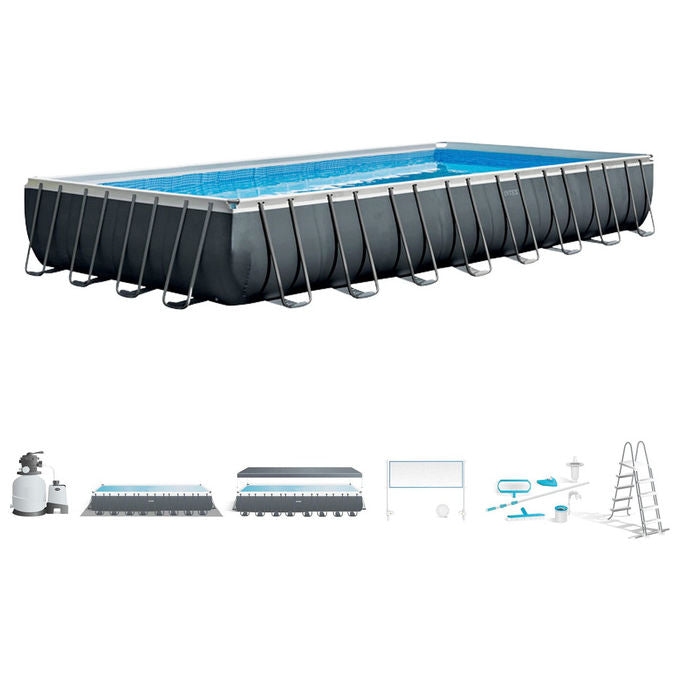 Intex Piscina Fuori Terra Ultra XTR Frame 975x488x132 cm Grigio Acciaio e PVC 26378NP