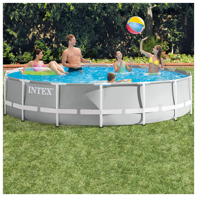 Intex 26724 Piscina Prisma Frame 457X107 Cm Con Pompa Filtro Scaletta Doppia Telo Base E Copertura