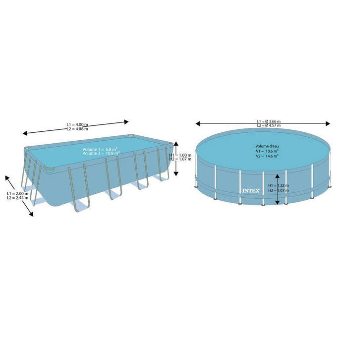 Intex 26724 Piscina Prisma Frame 457X107 Cm Con Pompa Filtro Scaletta Doppia Telo Base E Copertura