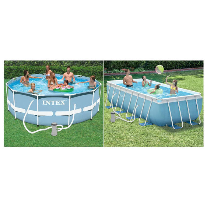Intex 26724 Piscina Prisma Frame 457X107 Cm Con Pompa Filtro Scaletta Doppia Telo Base E Copertura