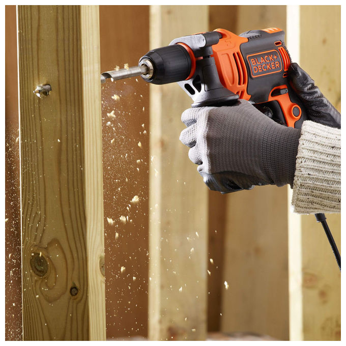 BLACK+DECKER Trapano a percussione 710W mandrino 13mm 4 punte incluse
