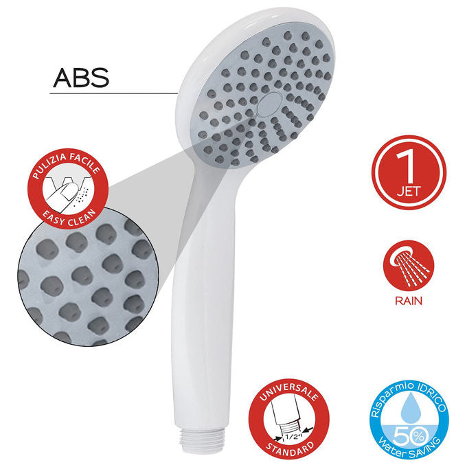 Gedy G-EASY 03 Easy Doccetta Monofunzione ABS 1 Getto AntiCalc Filtro Antisabbia Risparmio Idrico 50% colore Bianco