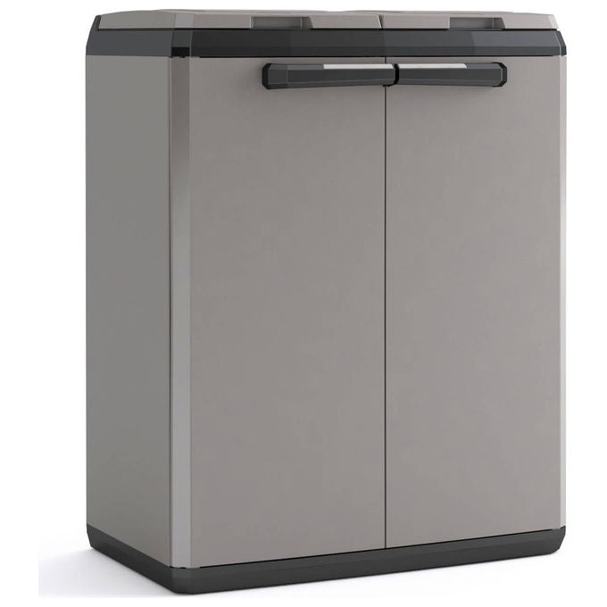 Keter 9736000 Split Cabinet Recycling Basic Armadio Raccolta Differenziata 110 L 2 Compartimenti 68x39x85 cm colore Grigio