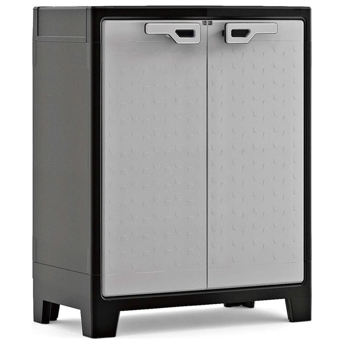 Keter 9762000 Titan Basso Armadio da Esterno 2 Ripiani Regolabili 30 Kg Certificazione IPX3 80x44x100 cm colore Grigio