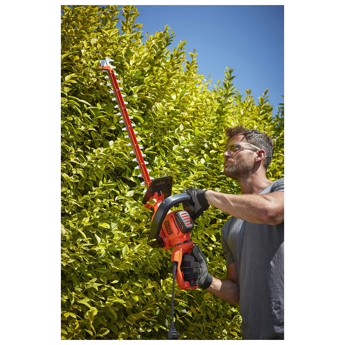 Black and Decker BEHTS551 Tagliasiepi Elettrico Lama 60 cm 650W Impugnatura Rotante 5 Posizioni colore Nero Arancione
