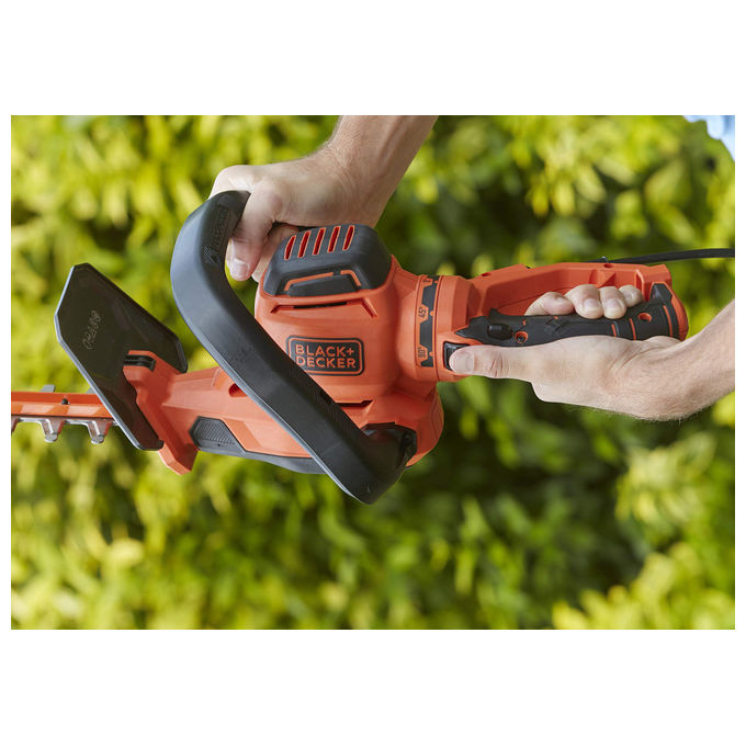 Black and Decker BEHTS551 Tagliasiepi Elettrico Lama 60 cm 650W Impugnatura Rotante 5 Posizioni colore Nero Arancione