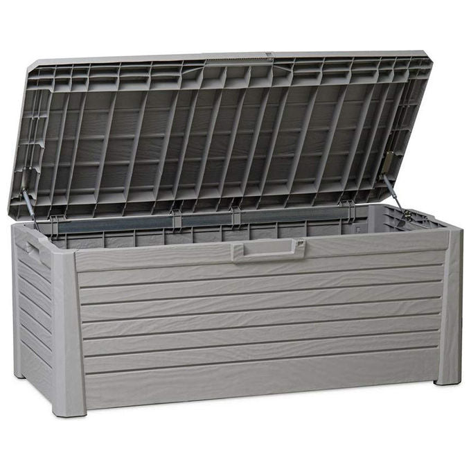 Toomax 155G Florida Baule Multiuso da Esterno 550L con Seduta apertura assistita lucchettabile colore Grigio Tortora