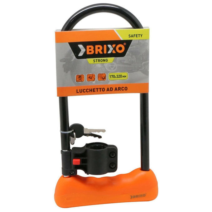 BRIXO Lucchetto Antifurto AD Arco con Cavo in Acciaio 170x320 mm per Biciclette