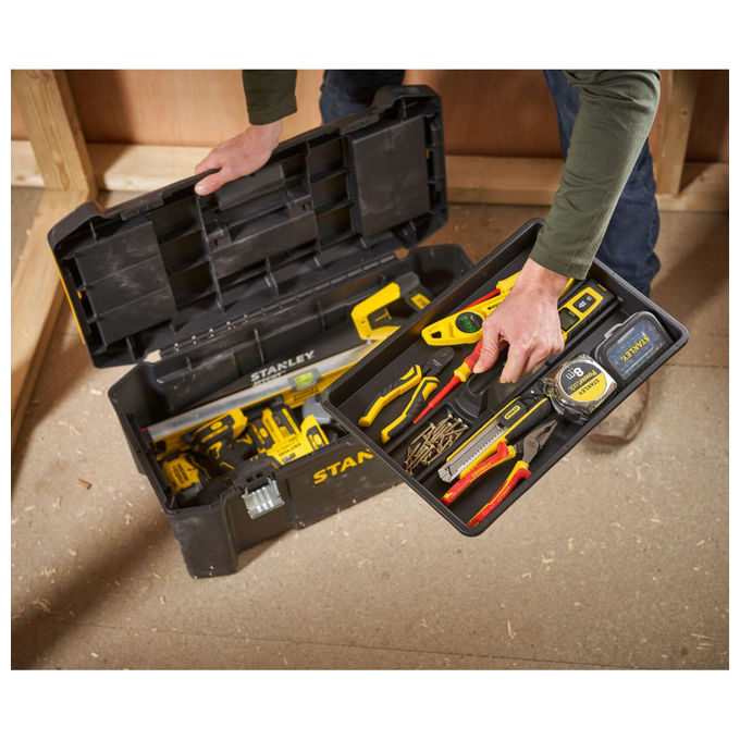 STANLEY Cassetta Porta Utensili 26'' in Polipropilene con Due Organizer Removibili