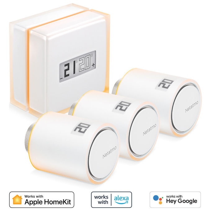 Netatmo Termostato Smart con 3 Valvole Kit Completo di Controllo Termico Intelligente per la Casa