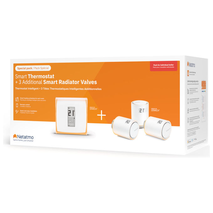 Netatmo Termostato Smart con 3 Valvole Kit Completo di Controllo Termico Intelligente per la Casa