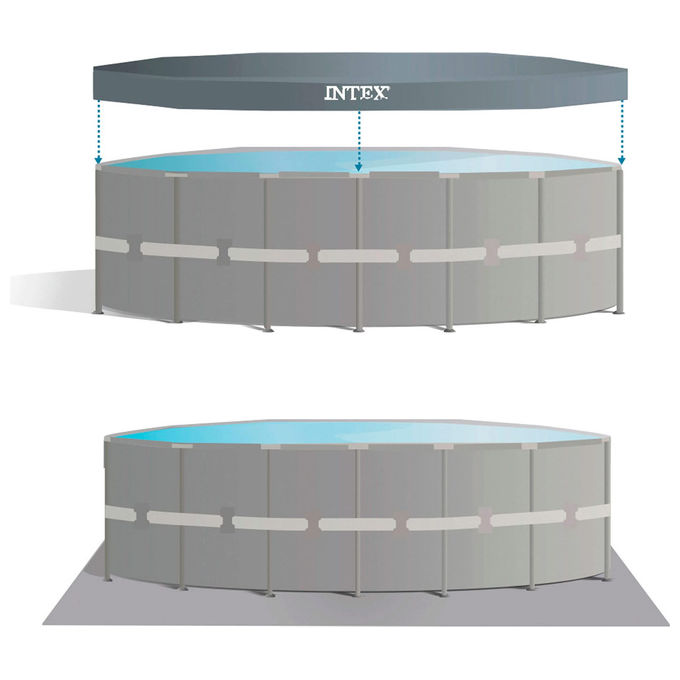 Intex 26334NP Piscina Fuori Terra Ultra XTR Frame Rotonda Pompa Filtro 7900 L-h Scaletta Telo Base e Copertura 30079 L Acciaio e PVC Grigio 610x122 cm 610x122cm Rotonda Accessori