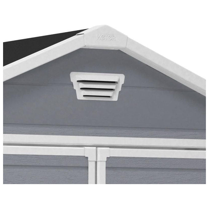 Keter K203521 Manor 6x5 Casetta da Giardino in Resina Doppia Porta Finestra Laterale Pavimento Incluso 185x152x226 cm colore Grigio