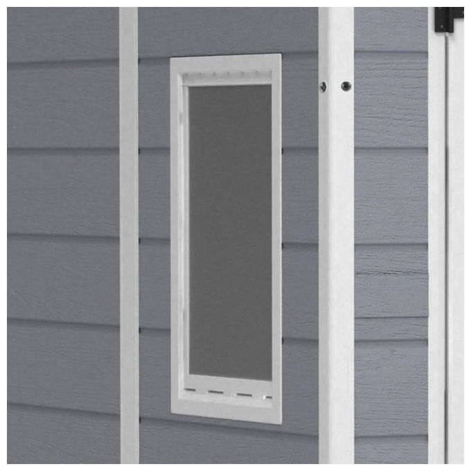 Keter K203521 Manor 6x5 Casetta da Giardino in Resina Doppia Porta Finestra Laterale Pavimento Incluso 185x152x226 cm colore Grigio