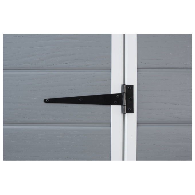 Keter K203521 Manor 6x5 Casetta da Giardino in Resina Doppia Porta Finestra Laterale Pavimento Incluso 185x152x226 cm colore Grigio