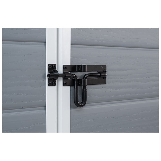 Keter K203521 Manor 6x5 Casetta da Giardino in Resina Doppia Porta Finestra Laterale Pavimento Incluso 185x152x226 cm colore Grigio