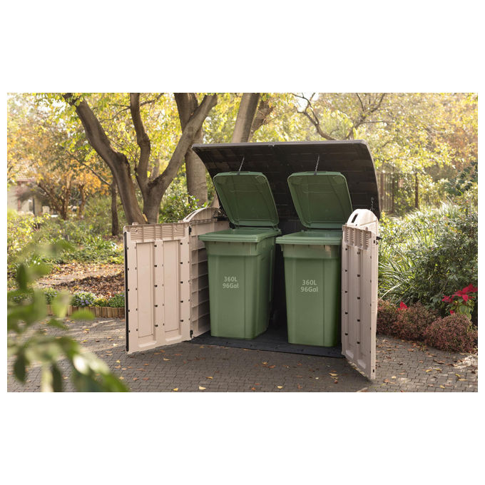 Keter 17199414 Store-It-Out Ultra Box Portattrezzi in Resina 2000L Pavimento Incluso Chiusura Lucchettabile colore Beige e Marrone