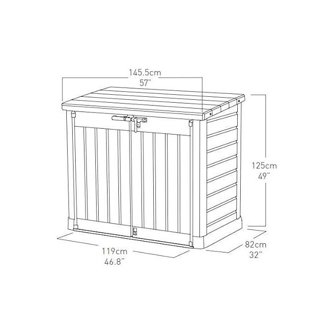 Keter 17199416 Store-It-Out MAX Portattrezzi da Esterno in Resina 1200 L con Pavimento incluso Chiudibile a Chiave colore Beige