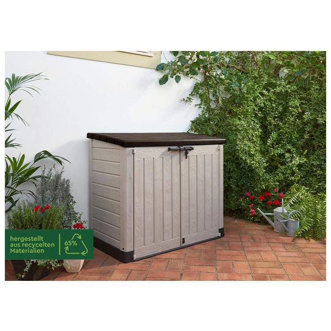 Keter 17199416 Store-It-Out MAX Portattrezzi da Esterno in Resina 1200 L con Pavimento incluso Chiudibile a Chiave colore Beige