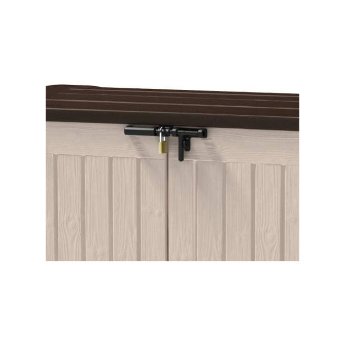 Keter 17199416 Store-It-Out MAX Portattrezzi da Esterno in Resina 1200 L con Pavimento incluso Chiudibile a Chiave colore Beige