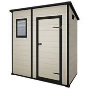 Keter 229790 Manor Pent Casetta da Giardino Addossata in Resina 183.5x111x200.5 cm Pavimento Incluso Lucchettabile colore Beige