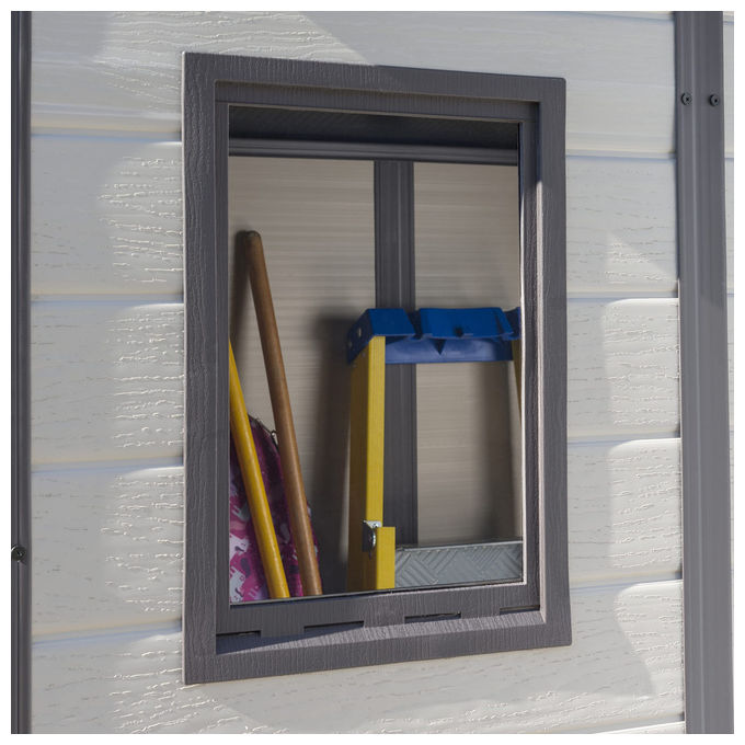 Keter 229790 Manor Pent Casetta da Giardino Addossata in Resina 183.5x111x200.5 cm Pavimento Incluso Lucchettabile colore Beige