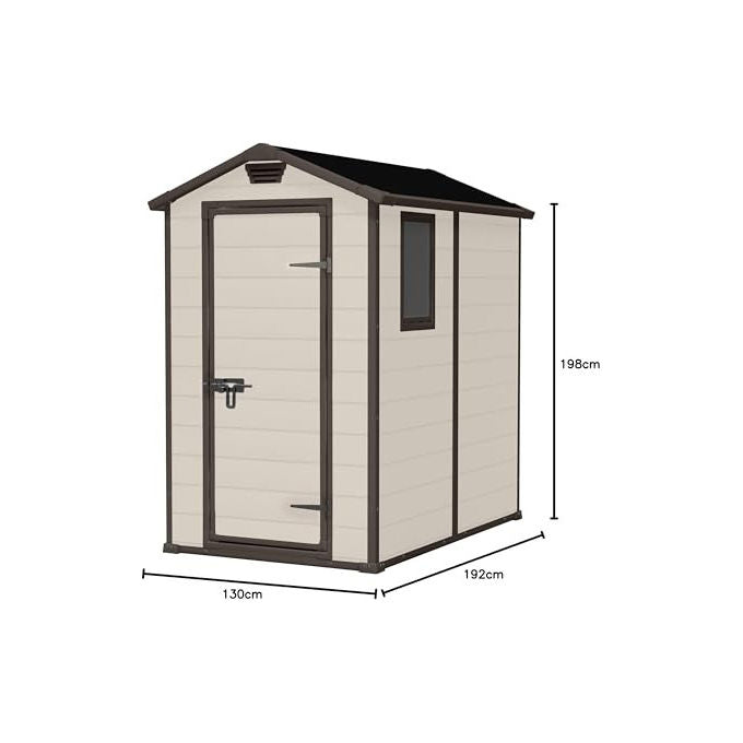 Keter 240025 Manor Casetta da Giardino in Resina con Finestra e Pavimento Incluso 130x192x198 cm colore Beige