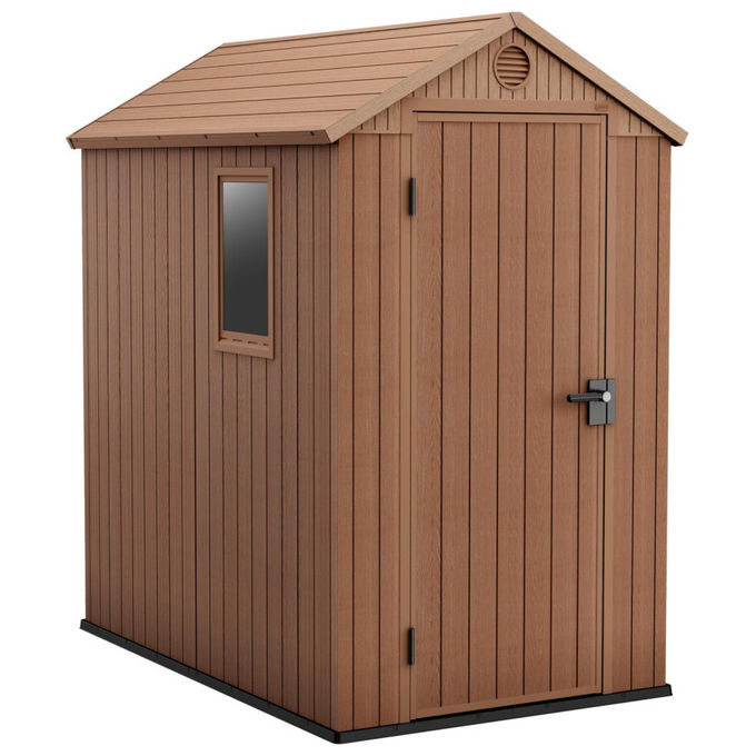 Keter DARWIN 4X6 Casetta da giardino in resina tetto a due falde pavimento incluso colore Marrone