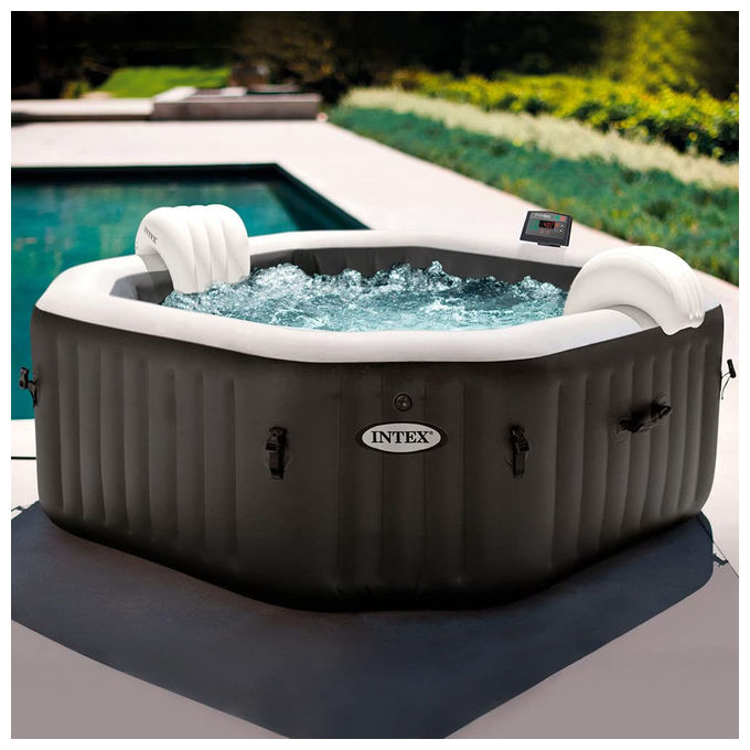 Intex Pure Spa Bubble E Jet Massage Deluxe Ottagonale 201X71 Cm 4 Posti Con Pompa, Riscaldatore, Sistema Purificazione Acqua, Clorinatore, 2 Poggia Testa, I,1