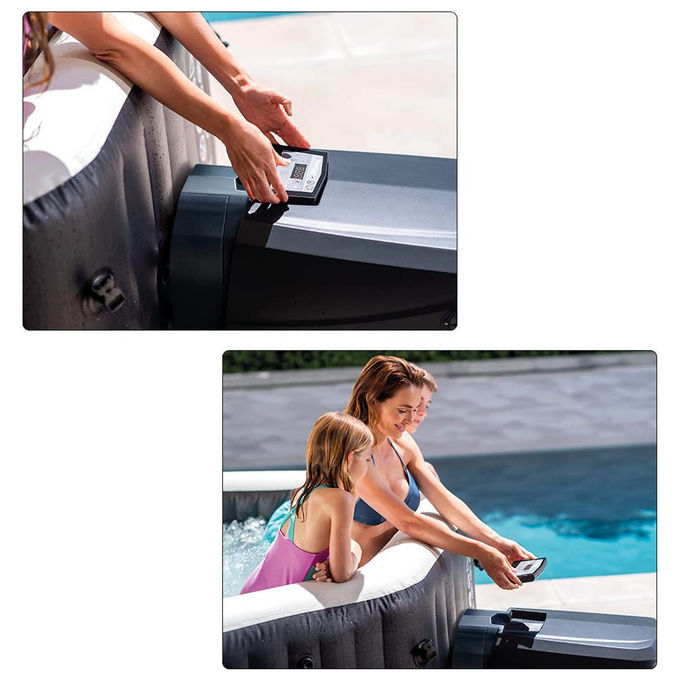 Intex Pure Spa Bubble E Jet Massage Deluxe Ottagonale 201X71 Cm 4 Posti Con Pompa, Riscaldatore, Sistema Purificazione Acqua, Clorinatore, 2 Poggia Testa, I,1
