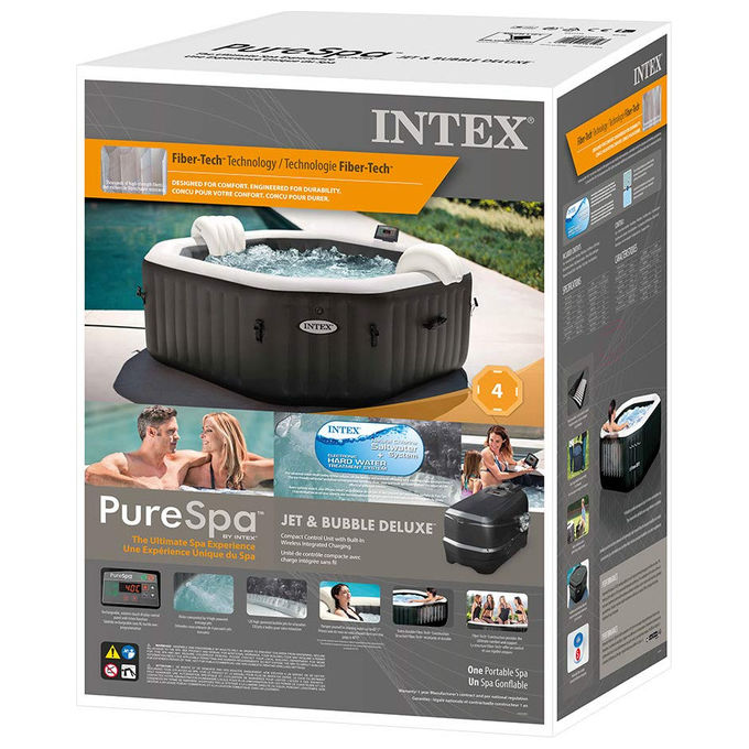 Intex Pure Spa Bubble E Jet Massage Deluxe Ottagonale 201X71 Cm 4 Posti Con Pompa, Riscaldatore, Sistema Purificazione Acqua, Clorinatore, 2 Poggia Testa, I,1